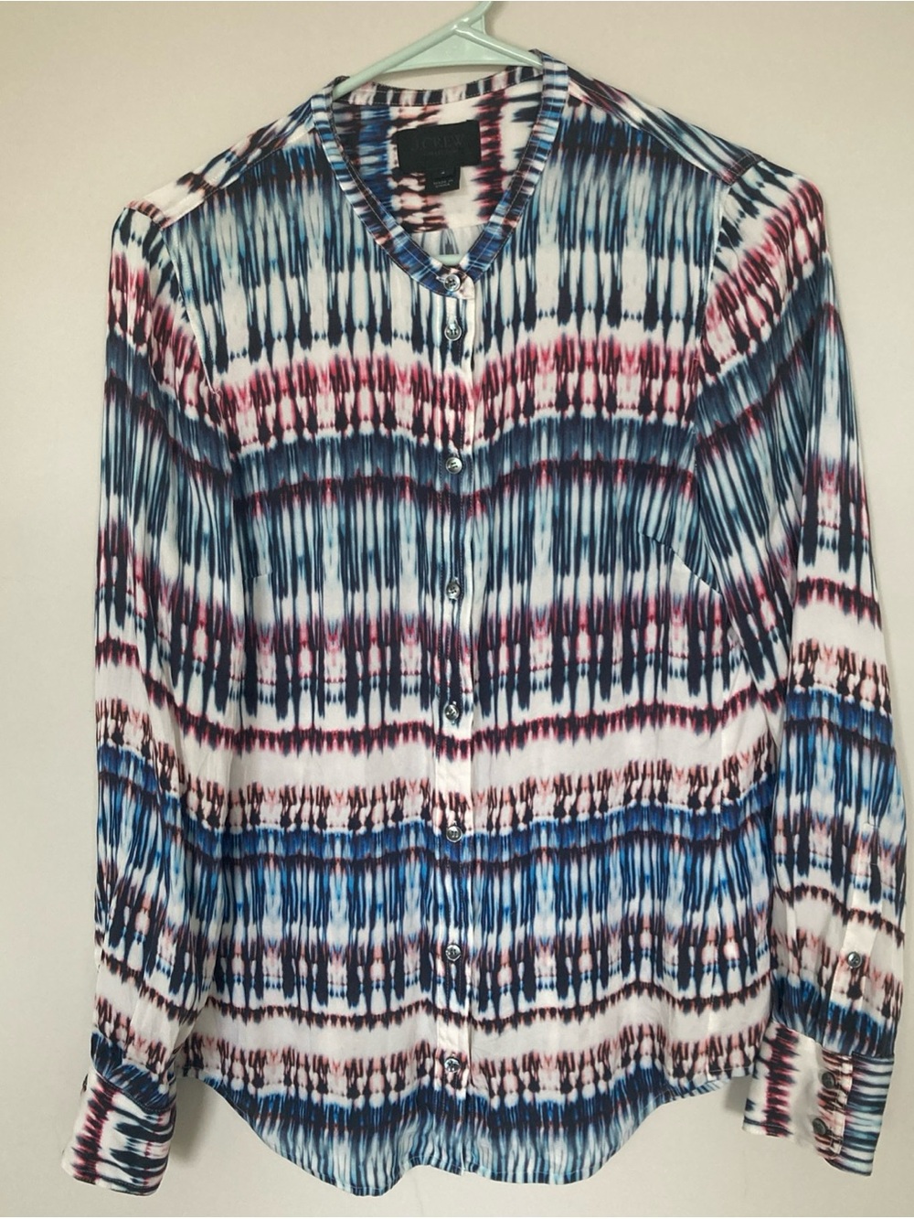 J.Crew Collection Silk Button Down Blouse Tie-Dye Bulgonia Multicolor Print 4